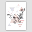 Whale Abstract Geometric Scandinavian Blush Pink Poster