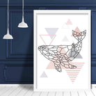Whale Abstract Geometric Scandinavian Blush Pink Poster