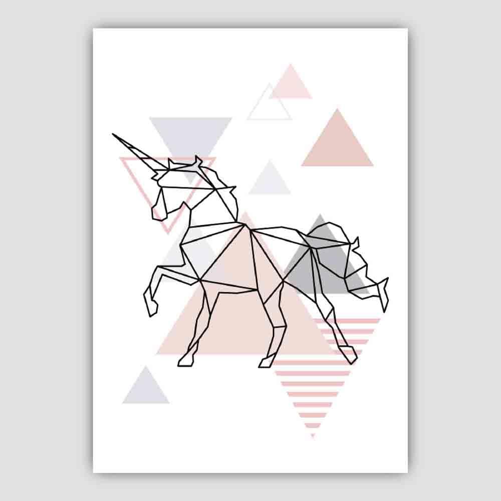 Unicorn Abstract Geometric Scandinavian Blush Pink Poster