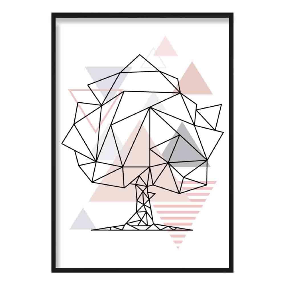 Tree Abstract Geometric Scandinavian Blush Pink Poster