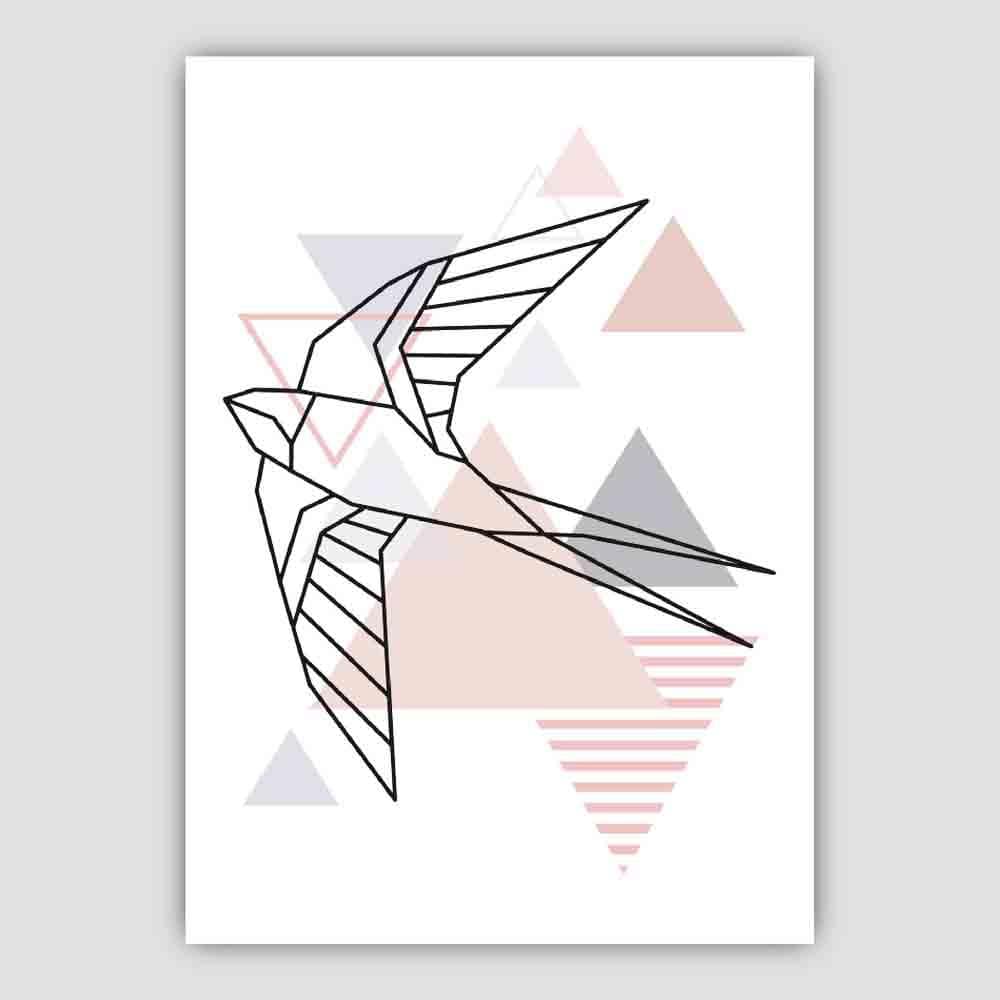 Swallow Abstract Geometric Scandinavian Blush Pink Poster