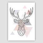 Stag Head Abstract Geometric Scandinavian Blush Pink Poster
