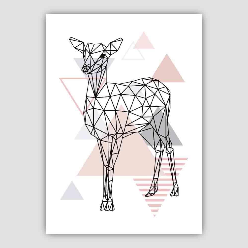 Deer Abstract Geometric Scandinavian Blush Pink Poster