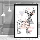 Stag Abstract Geometric Scandinavian Blush Pink Poster