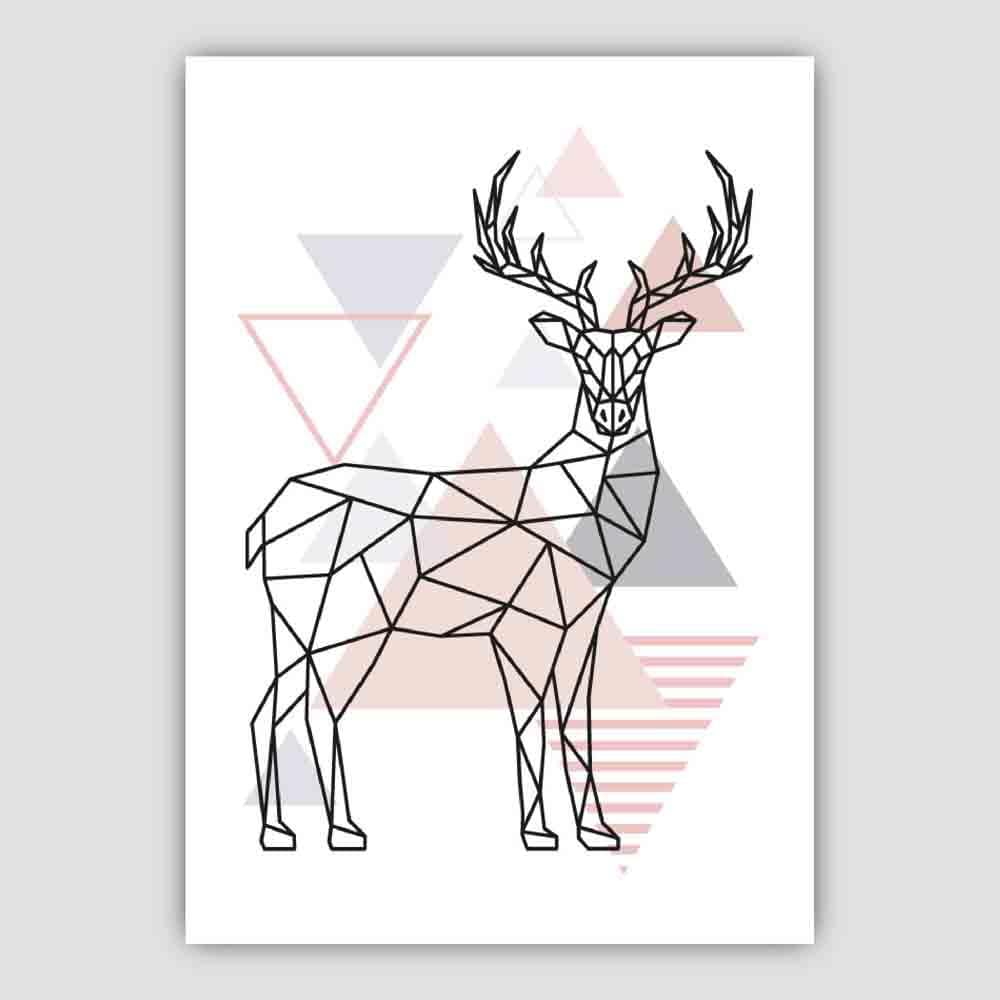 Stag Abstract Geometric Scandinavian Blush Pink Poster