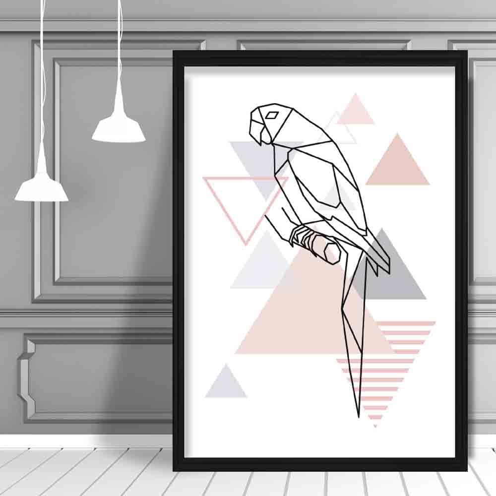 Parrot Abstract Geometric Scandinavian Blush Pink Poster