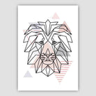 Lion Head Abstract Geometric Scandinavian Blush Pink Poster