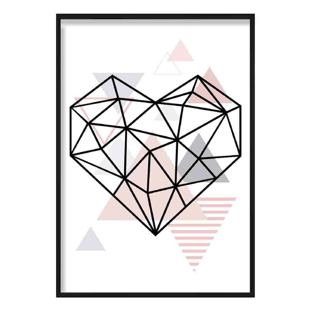 Heart Abstract Geometric Scandinavian Blush Pink Poster