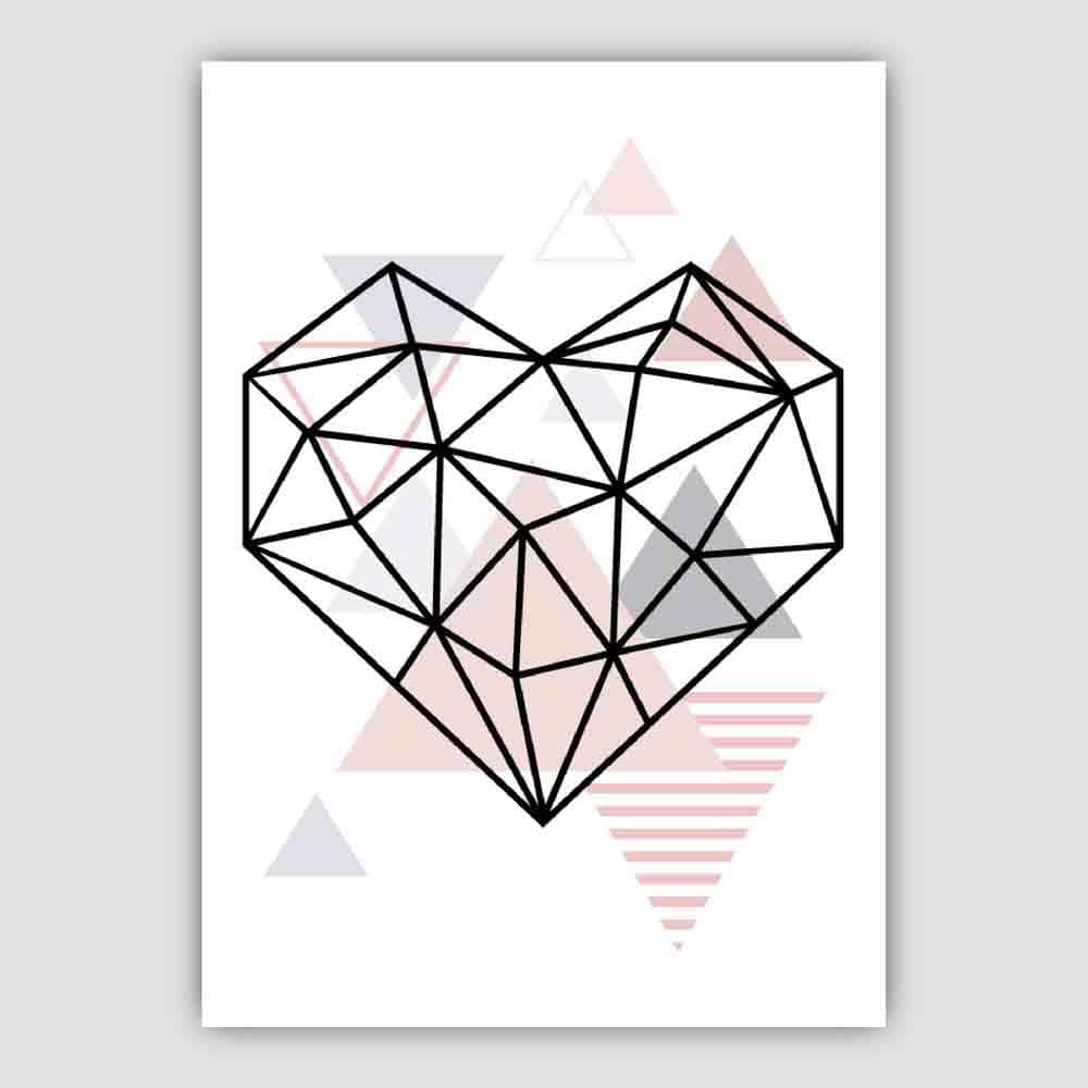 Heart Abstract Geometric Scandinavian Blush Pink Poster