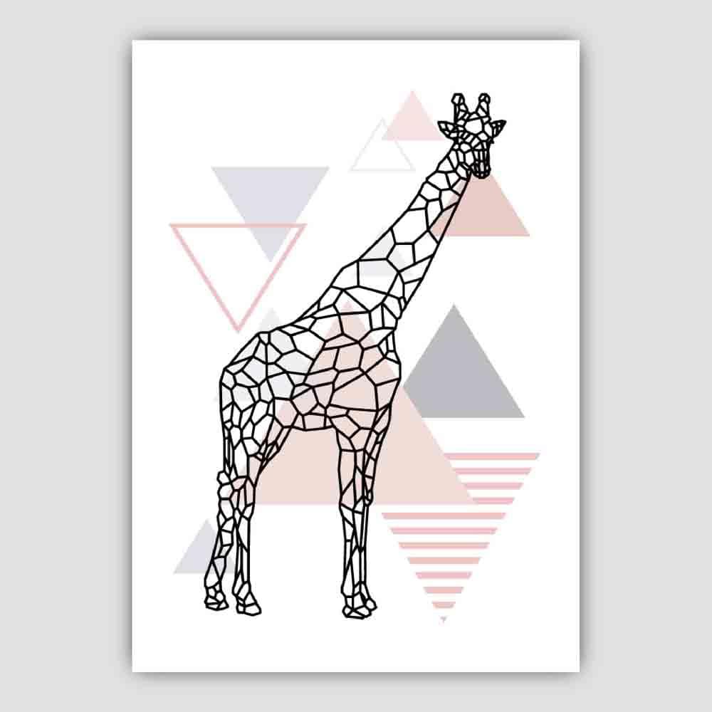 Giraffe Abstract Geometric Scandinavian Blush Pink Poster