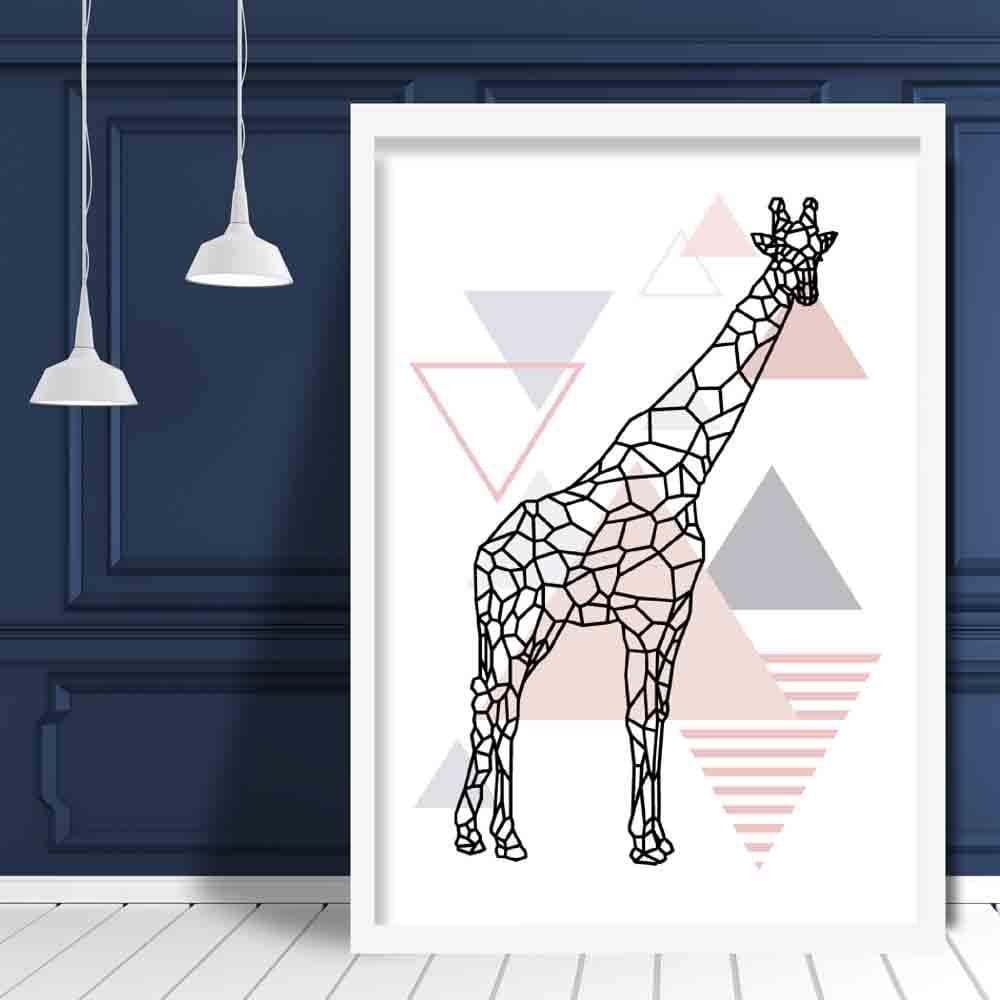 Giraffe Abstract Geometric Scandinavian Blush Pink Poster