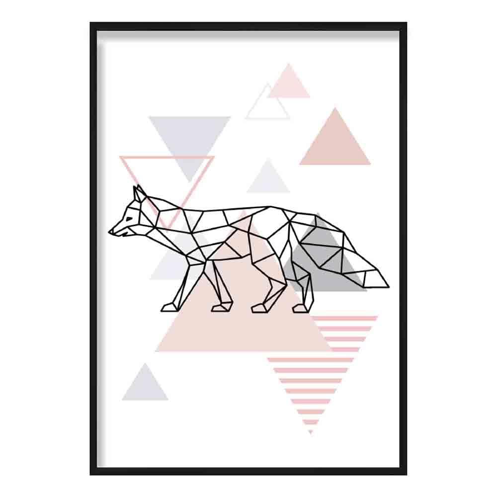 Fox Abstract Geometric Scandinavian Blush Pink Poster
