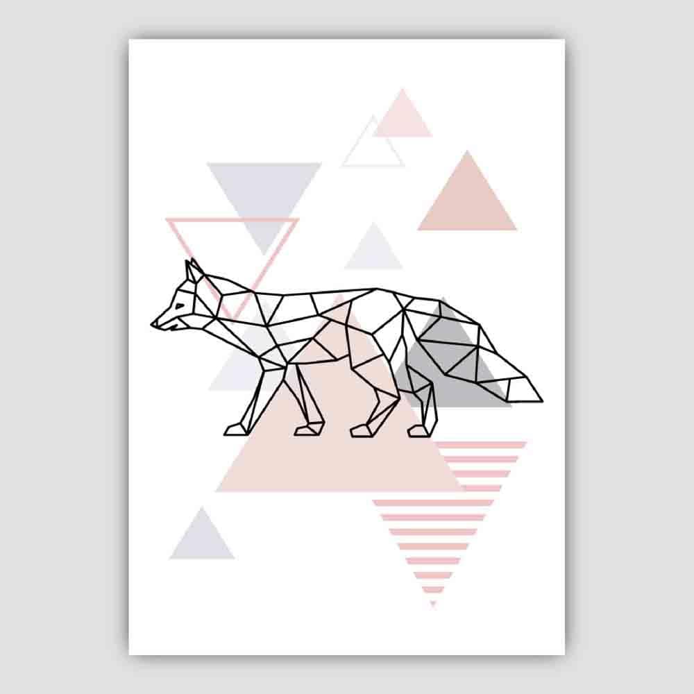 Fox Abstract Geometric Scandinavian Blush Pink Poster