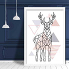 Majestic Stag Abstract Geometric Scandinavian Blush Pink Poster