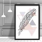 Feather Abstract Geometric Scandinavian Blush Pink Poster