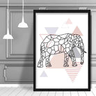 Elephant Abstract Geometric Scandinavian Blush Pink Poster