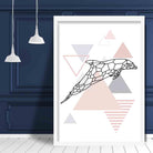 Dolphin Abstract Geometric Scandinavian Blush Pink Poster