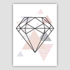 Diamond Abstract Geometric Scandinavian Blush Pink Poster