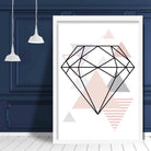 Diamond Abstract Geometric Scandinavian Blush Pink Poster