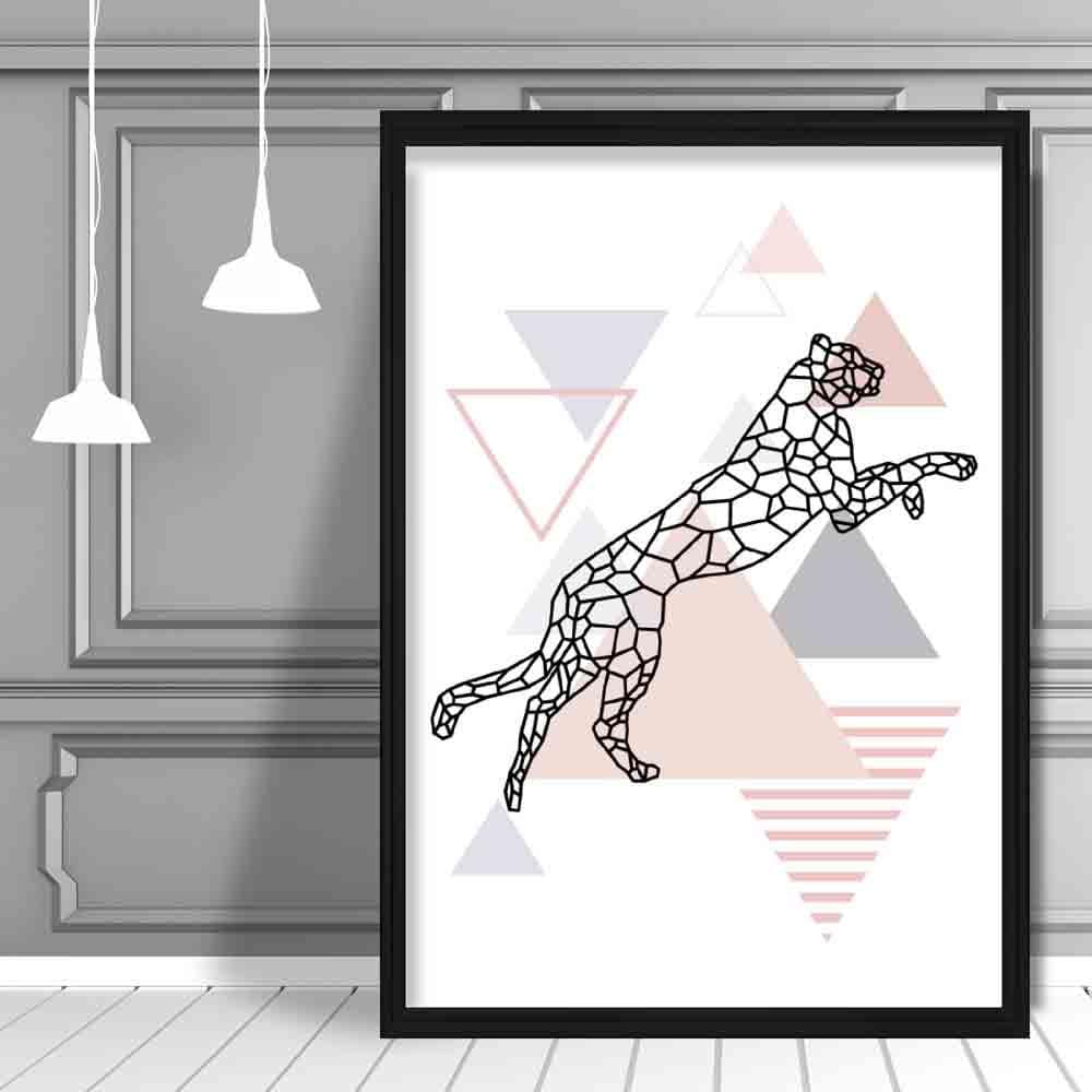 Cheetah Abstract Geometric Scandinavian Blush Pink Poster