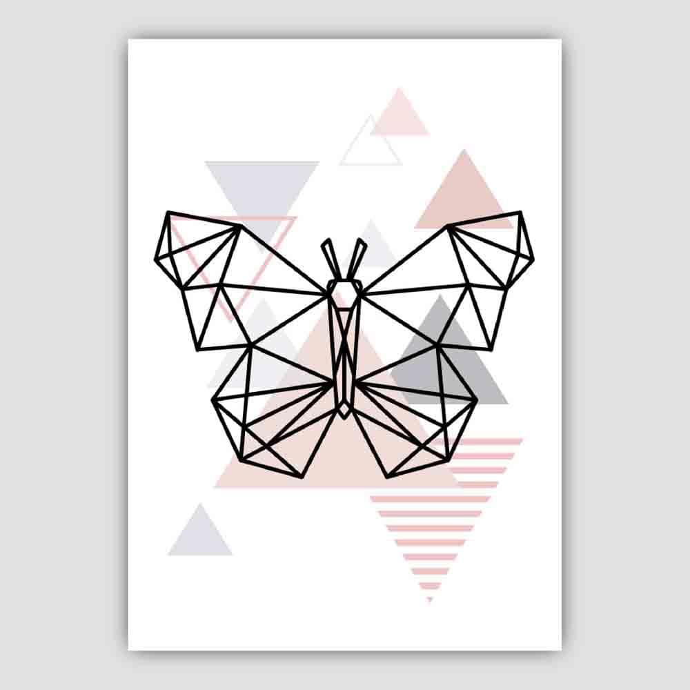 Butterfly Abstract Geometric Scandinavian Blush Pink Poster