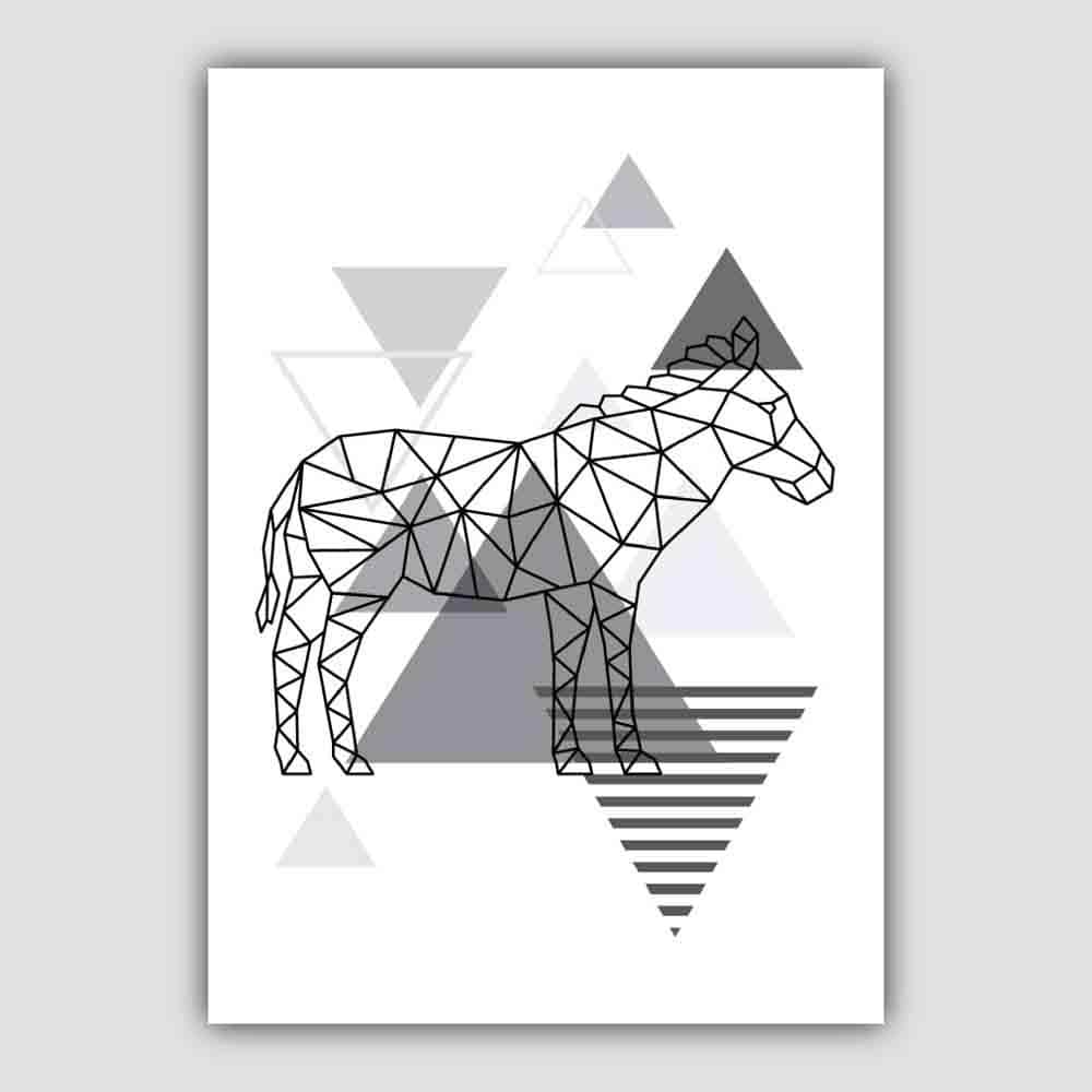 Zebra Abstract Geometric Scandinavian Mono Grey Poster