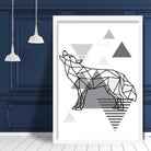 Wolf Abstract Geometric Scandinavian Mono Grey Poster
