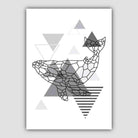 Whale Abstract Geometric Scandinavian Mono Grey Poster