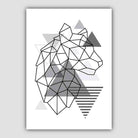 Tiger Head Looking Right Abstract Geometric Scandinavian Mono Grey Poster