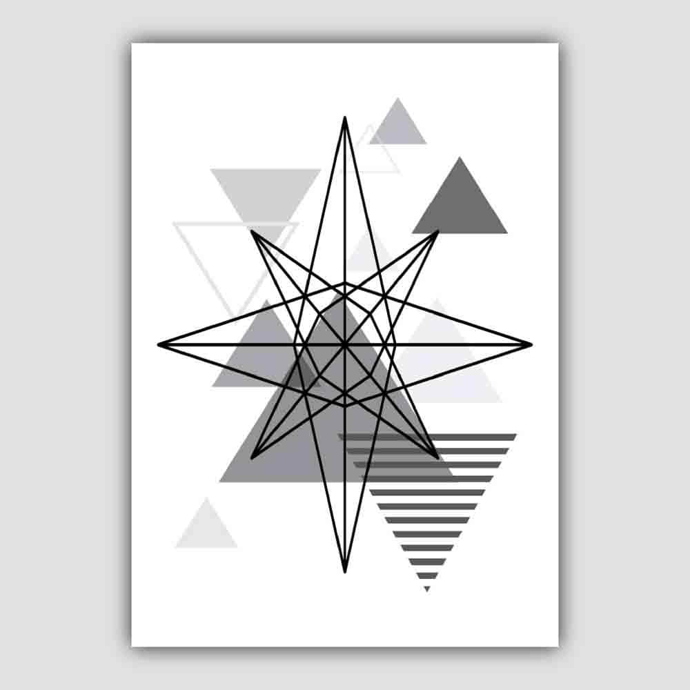 Star Abstract Geometric Scandinavian Mono Grey Poster