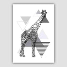 Giraffe Abstract Geometric Scandinavian Mono Grey Poster
