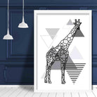 Giraffe Abstract Geometric Scandinavian Mono Grey Poster