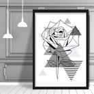 Rose Abstract Geometric Scandinavian Mono Grey Poster