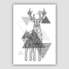Majestic Stag Abstract Geometric Scandinavian Mono Grey Poster