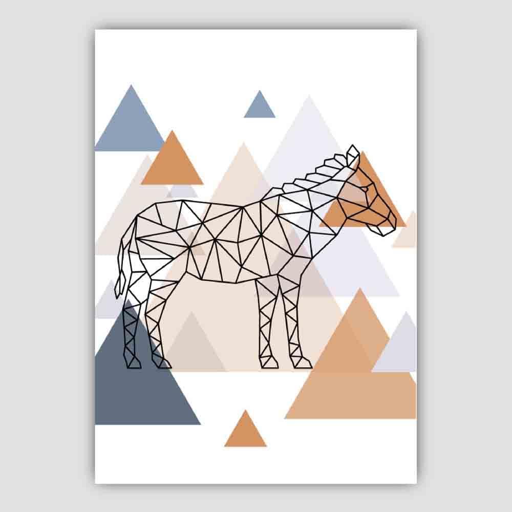 Zebra Abstract Multi Geometric Scandinavian Blue,Copper Poster