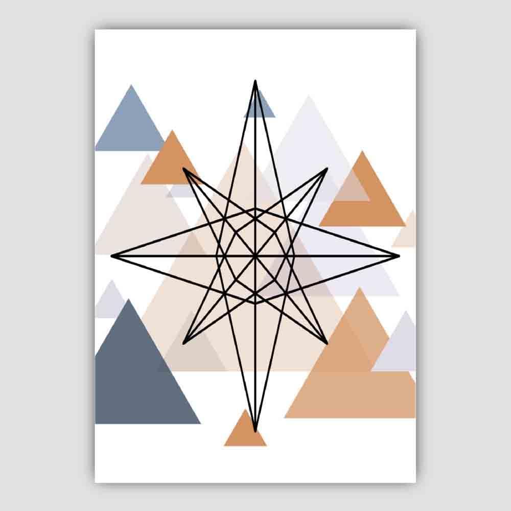 Star Abstract Multi Geometric Scandinavian Blue,Copper Poster