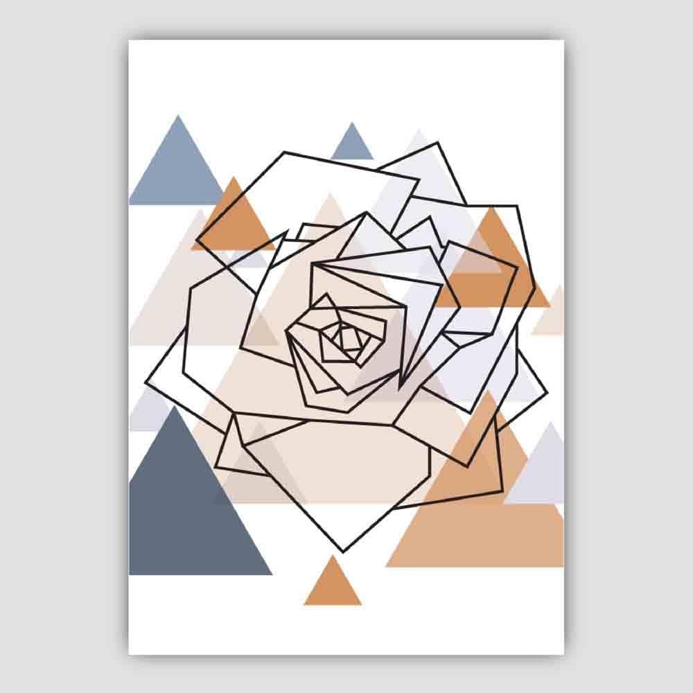 Rose Head Abstract Multi Geometric Scandinavian Blue,Copper Poster