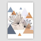 Tropical Leaves Abstract Multi Geometric Scandinavian Blue,Copper Poster