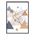 Hummingbird Abstract Multi Geometric Scandinavian Blue,Copper Poster