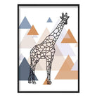 Giraffe Abstract Multi Geometric Scandinavian Blue,Copper Poster
