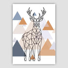 Majestic Stag Abstract Multi Geometric Scandinavian Blue,Copper Poster