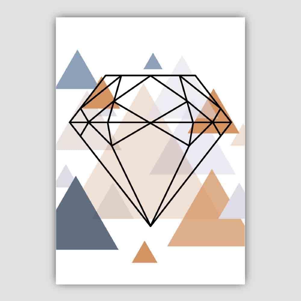 Diamond Abstract Multi Geometric Scandinavian Blue,Copper Poster