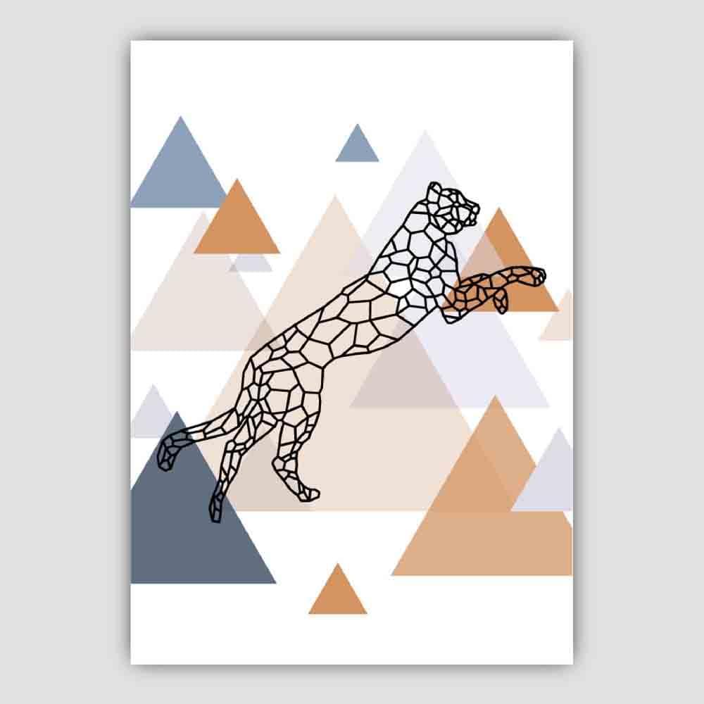 Cheetah Abstract Multi Geometric Scandinavian Blue,Copper Poster