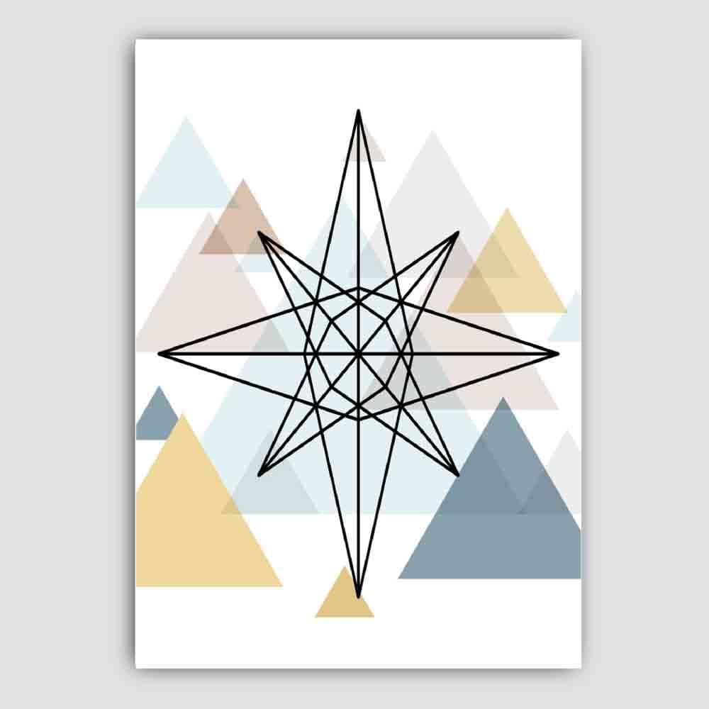 Star Abstract Multi Geometric Scandinavian Blue,Yellow,Beige Poster