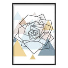 Rose Head Abstract Multi Geometric Scandinavian Blue,Yellow,Beige Poster