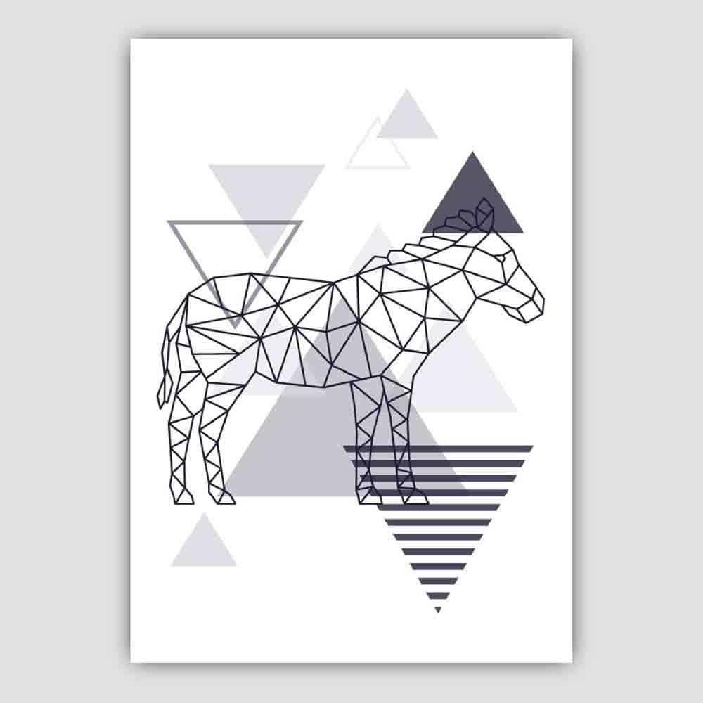 Zebra Abstract Geometric Scandinavian Navy Blue Poster