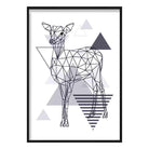 Deer Abstract Geometric Scandinavian Navy Blue Poster