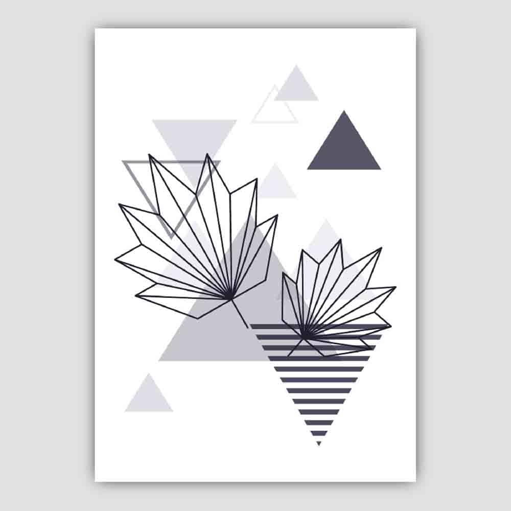 Tropical Leaves Abstract Geometric Scandinavian Navy Blue Poster