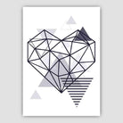 Heart Abstract Geometric Scandinavian Navy Blue Poster