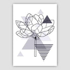 Peony Flower Abstract Geometric Scandinavian Navy Blue Poster